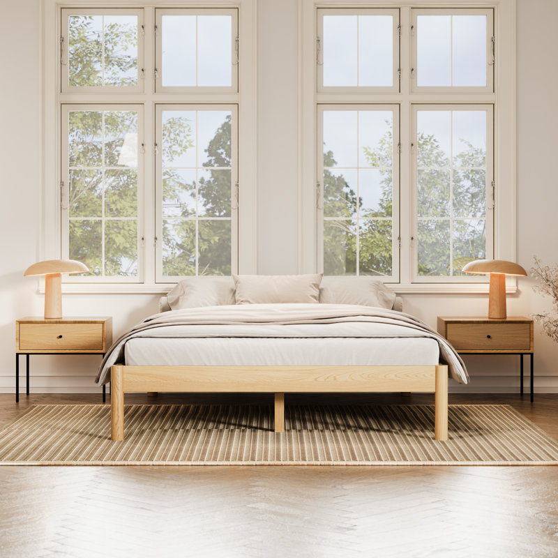 Ardin Solid Wood Bed Frame, Natural, King