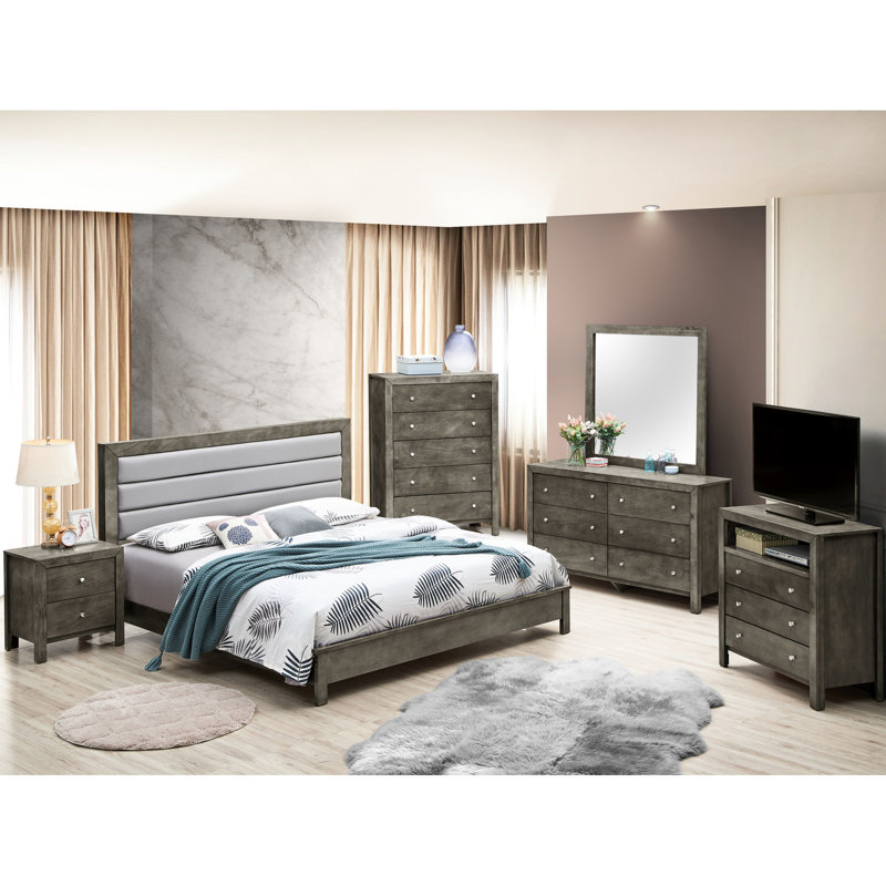 Très grand lit transitionnel gris - fabriqué à partir de matériaux, l 80 po x P 87 po x H 48 po, nécessite un sommier, un assemblage facile et un style sophistiqué pour une chambre à coucher luxueuse et tranquille, requis