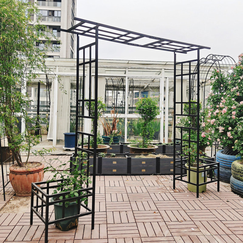Arche de jardin en métal avec arches de jardin réglables l 68,11 po x l 94,29 po