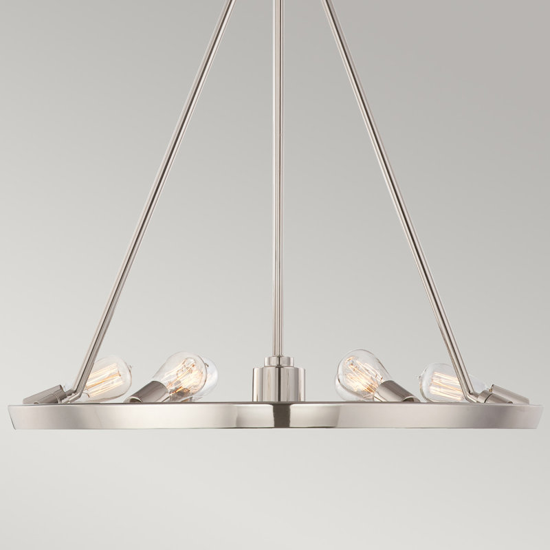 Bengtson 6 - Light Waggon Wheel Chandelier, Imperial Silver
