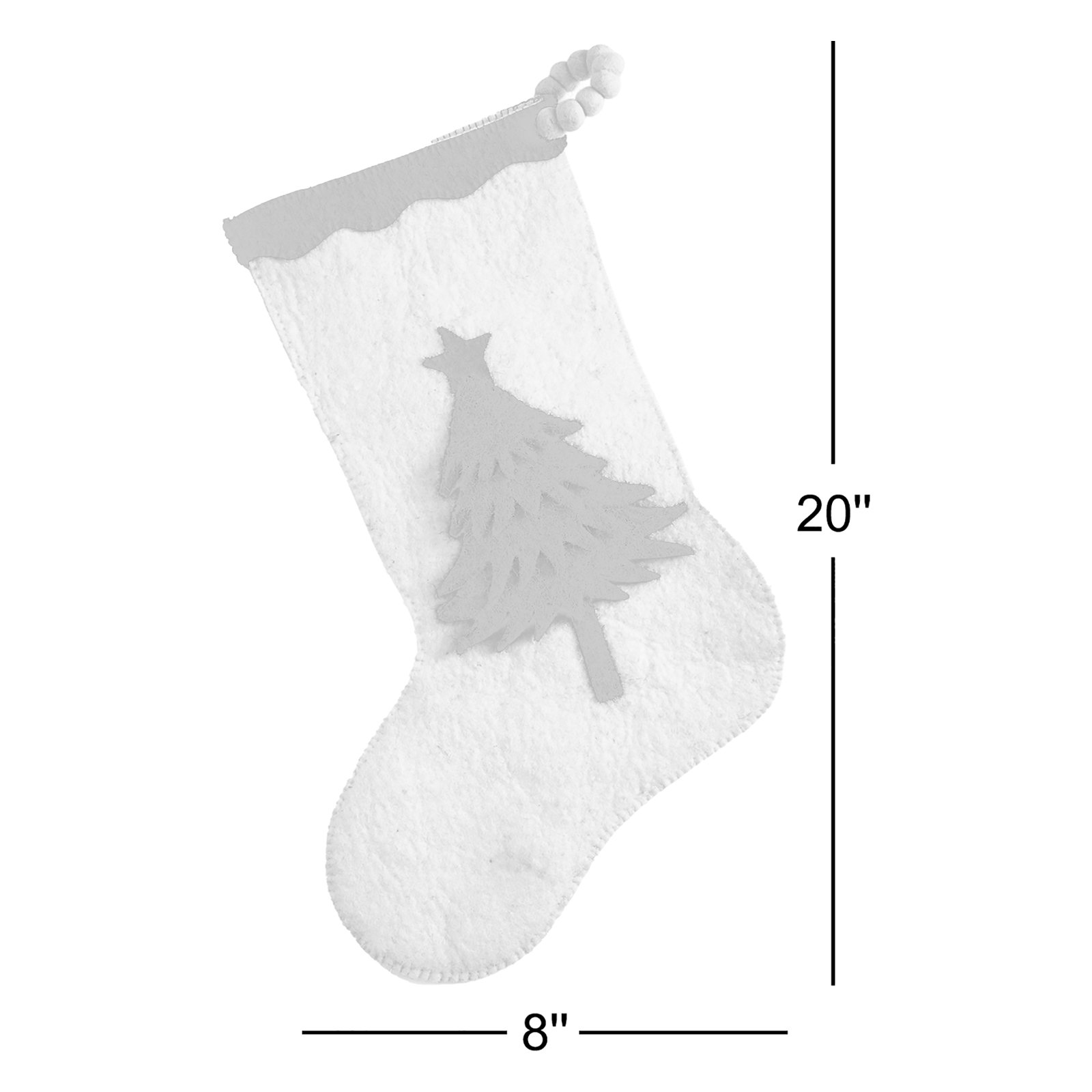 Hand Felted Wool Stocking, Cream/Green