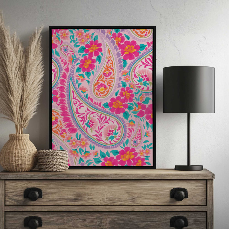 «Bright Paisley» par Cat Thurman Designs, reproduction d'art, L 30 x H 40, Tanné, Toile avec cadre