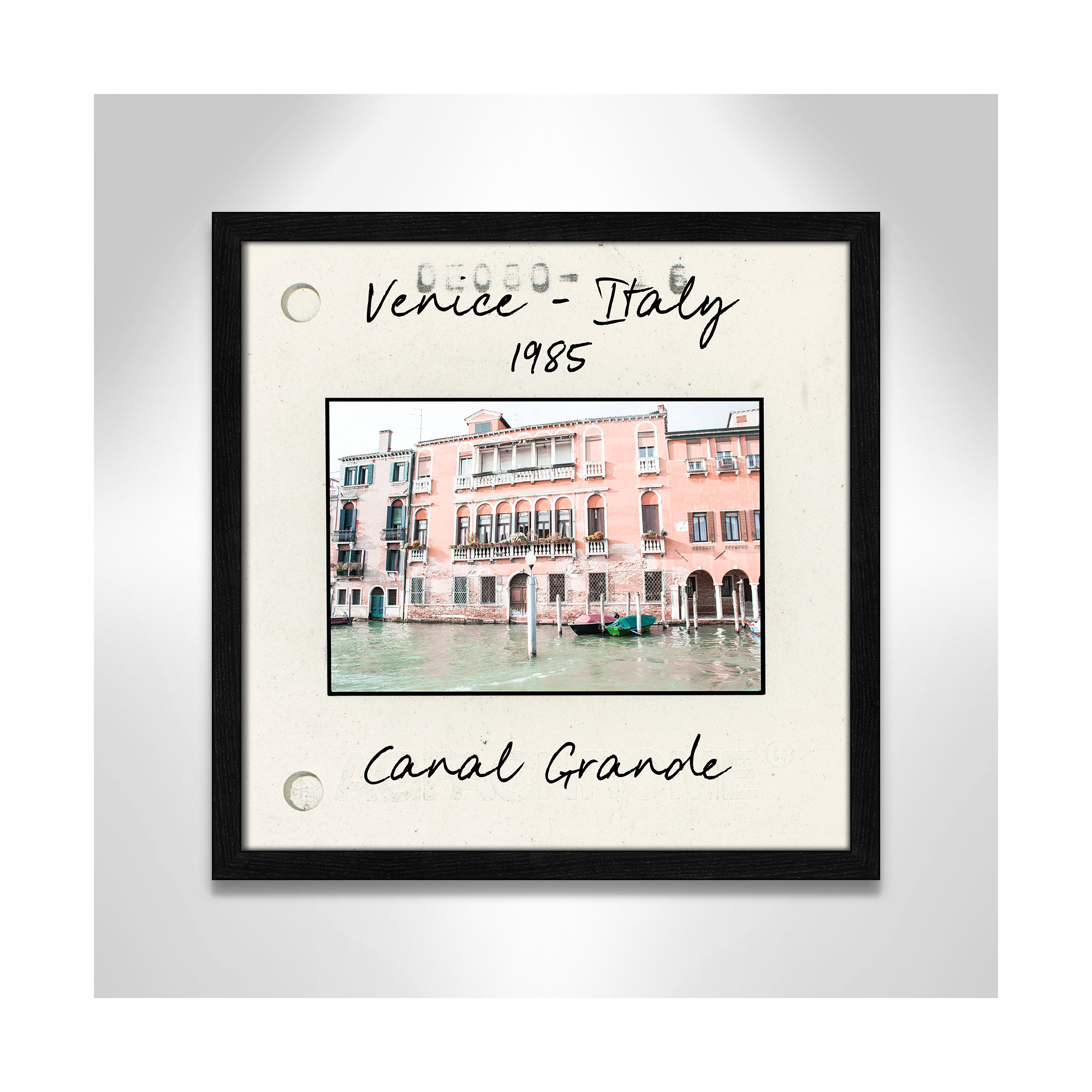Venice, Italy - Grand Canal Print by Nan, Black Single Picture Framed Paper, 17" H x 17" W x 0.75" D