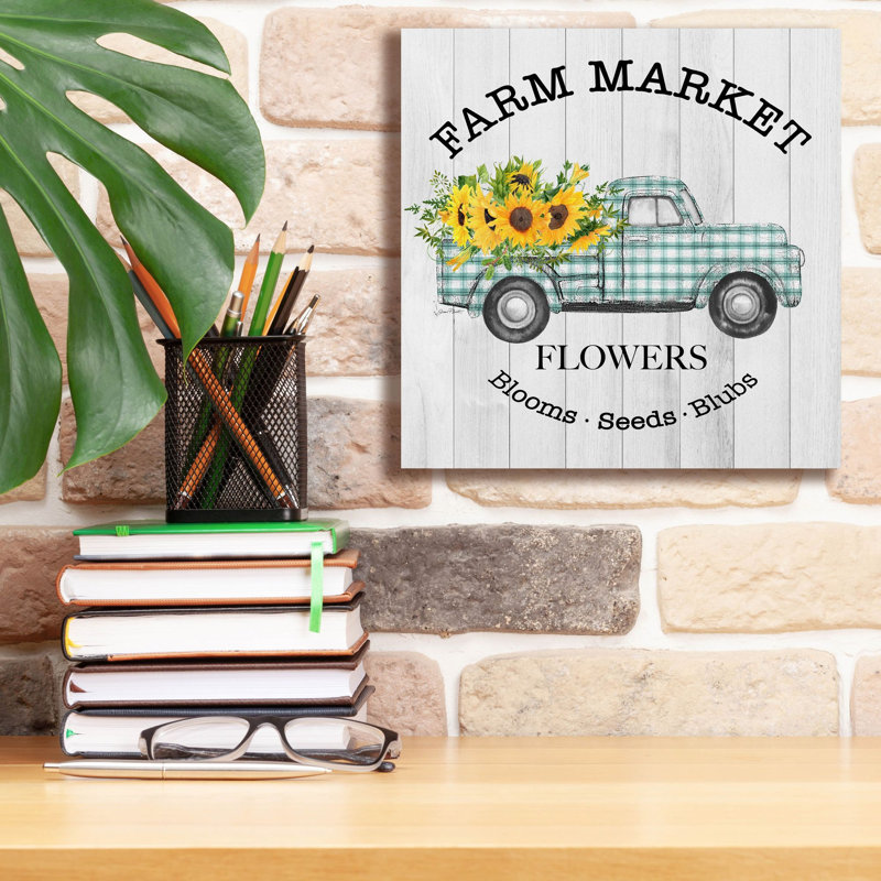 «Farm Market Sunflowers A» par Jean Plout, art mural sur toile, H 12 po x l 12 po x P 0,75 po