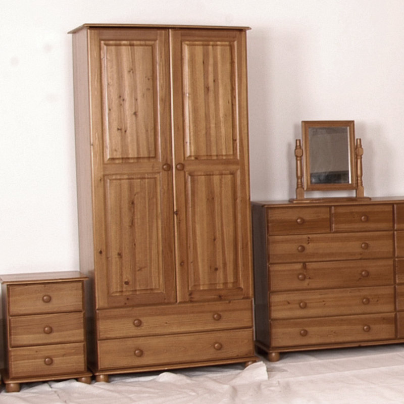 Blanchard 2 Door Manufactured Wood Wardrobe, Pine