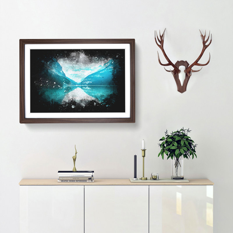 Lake Louise In Canada Paint Splash - Picture Frame Graphic Art, Walnut Framed, 24cm H x 33cm W x 2cm D