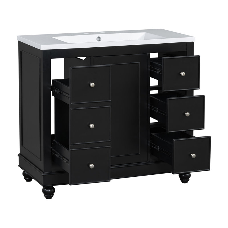 Meuble-lavabo contemporain avec rangement spacieux et design moderne, Noir