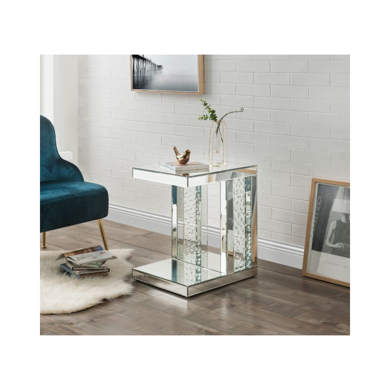 Darrington Mirrored Glass Top End Table