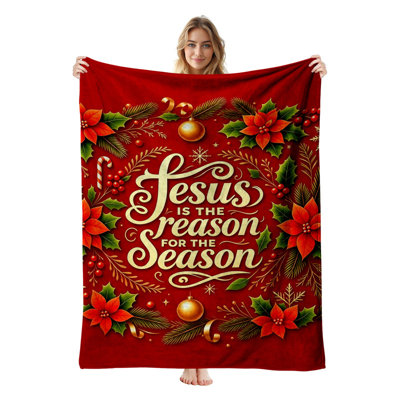 Couverture polaire de Noël JYK pour lit simple, légère, respirante, douce et chaude en microfibre pelucheuse, 152 x 203 cm, motif Noël.