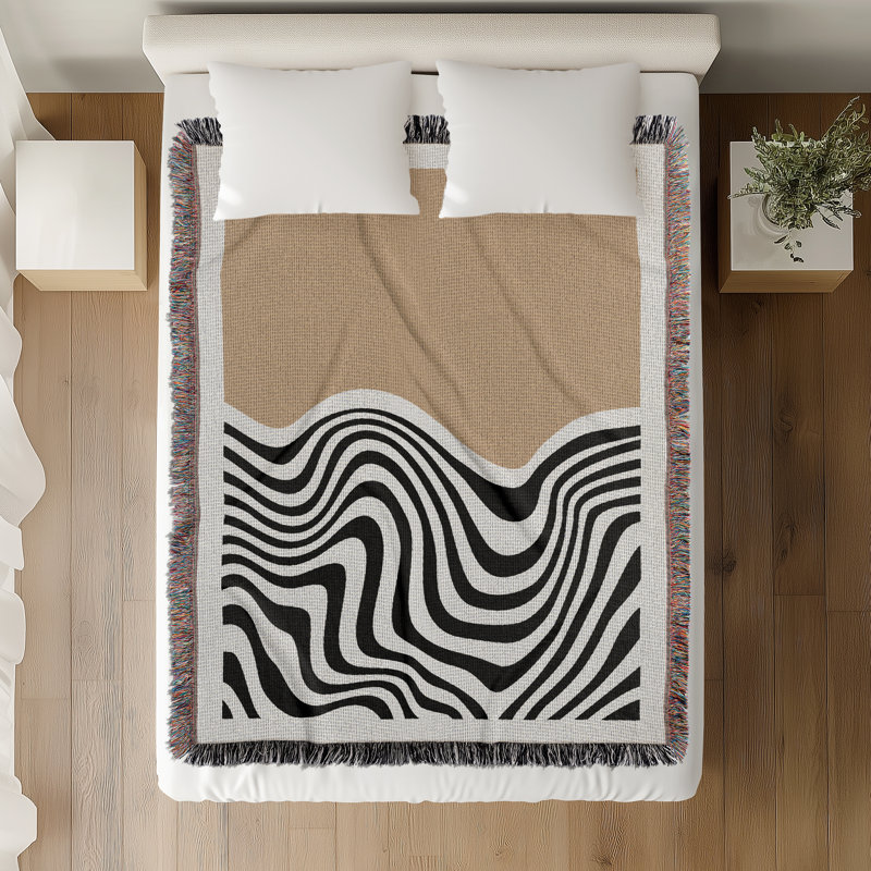 Jeté en mélange de coton Acor, Beige / blanc cassé, L 60 po x l 50 po