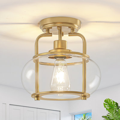 Luminaire plafonnier semi-encastré à 1 lumière en verre moderne Coletti pour salle à manger, salon, chambre à coucher, couloir, entrée, cuisine