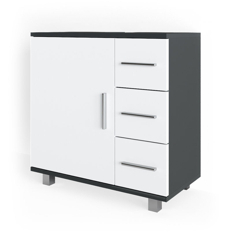 Hatte 60cm Single Bathroom Vanity Base Only, White/Grey