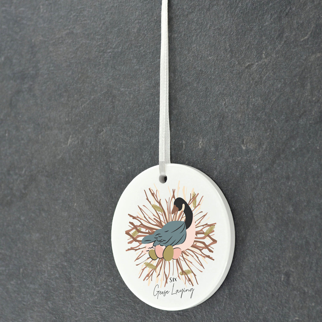 Sanson 12 Days 6 Geese Circle Shaped Ceramic Ornament
