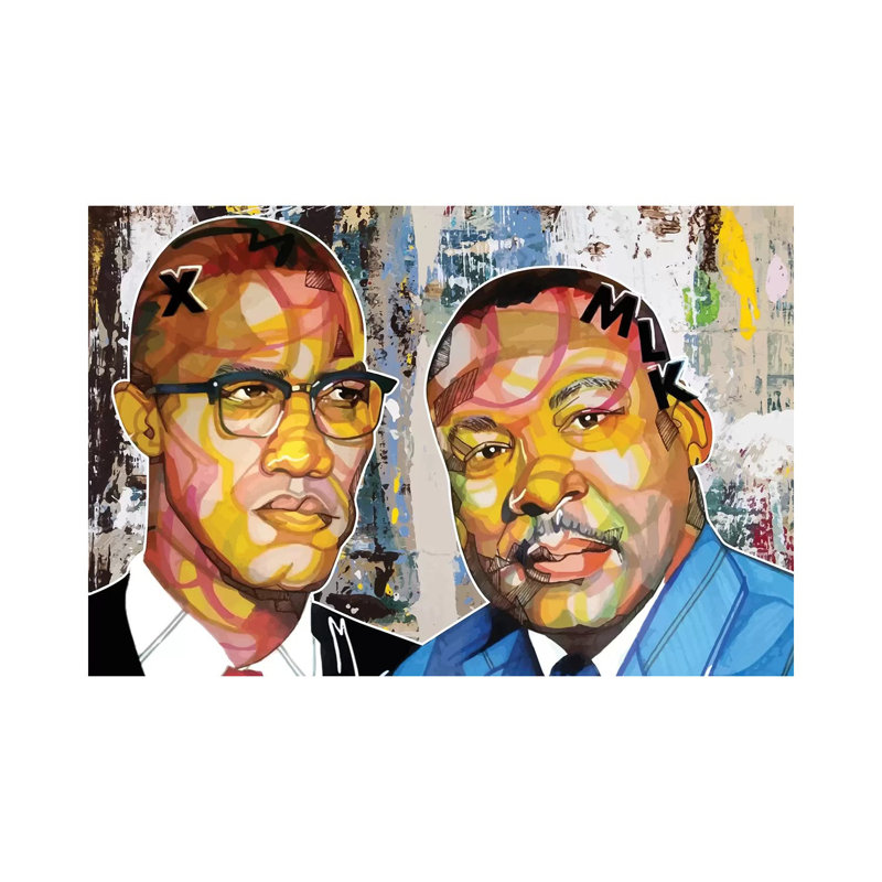 Malcolm X Martin - impression d'art graphique, Pas de tapis, Toile tendue, H 12 po x l 8 po x P 0,75 po