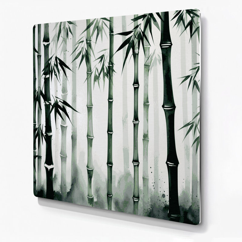 Art mural en métal botanique vert bambou, H 192 po x l 192 po x P 0,05 po
