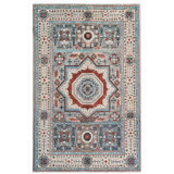 Hand Knotted Wool Area Rug in Sea Green And Beige