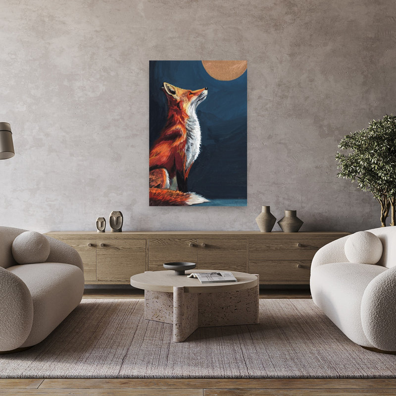 Fox and the Golden Moon, 48" H x 32" W