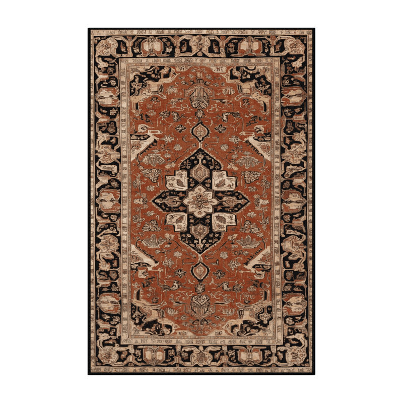 Tapis brun lavable à la machine, Rectangle 5 pi x 7 pi
