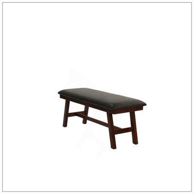 Banc de salle à manger avec dossier en bois de noyer foncé et coussin en similicuir chocolat foncé pour le déjeuner et la cuisine