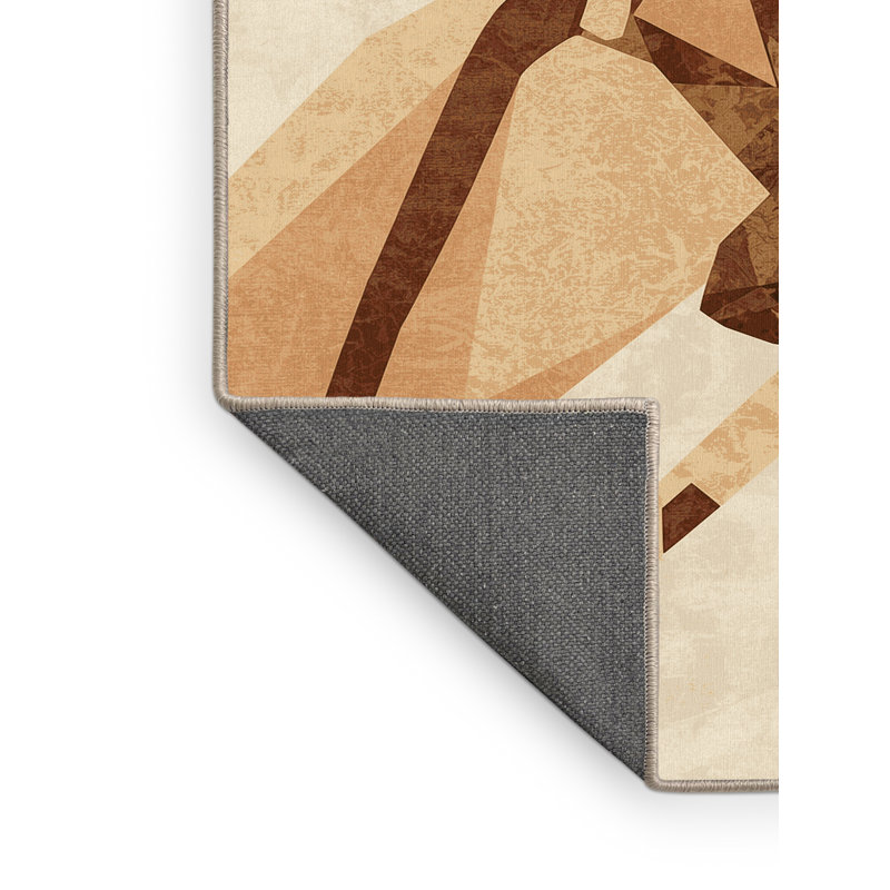 Tapis beige à motif géométrique moelleux et doux, 3 X 5