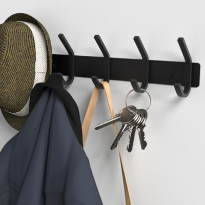 Wall Hooks, Heavy Duty Aluminum Towel Hooks For Hanging Coat, Hat, Key, Clothes, Closet Hook Wall Mount For Kitchen, Bathroom, Office (“C“ Shape Coat 5 Hooks 1 Pack)