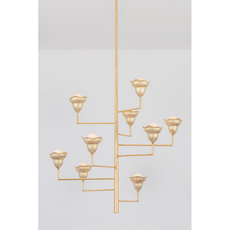 Alora 9 Light Chandelier, Vintage Gold Leaf/Gilded Ivory