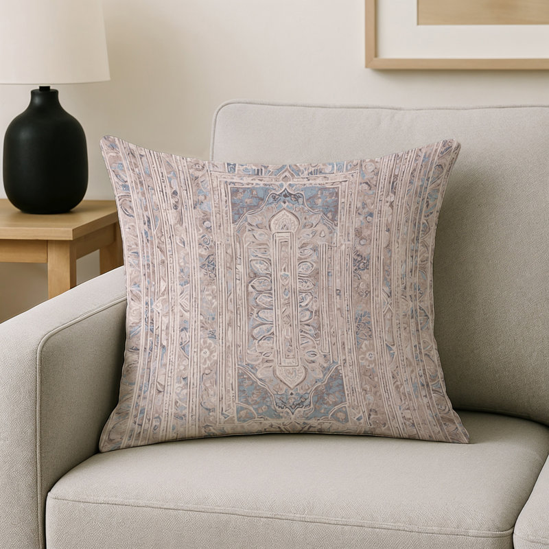 Coussin décoratif intérieur / extérieur gris Modern Modern, Beige / gris géométrique, Carré 16 po