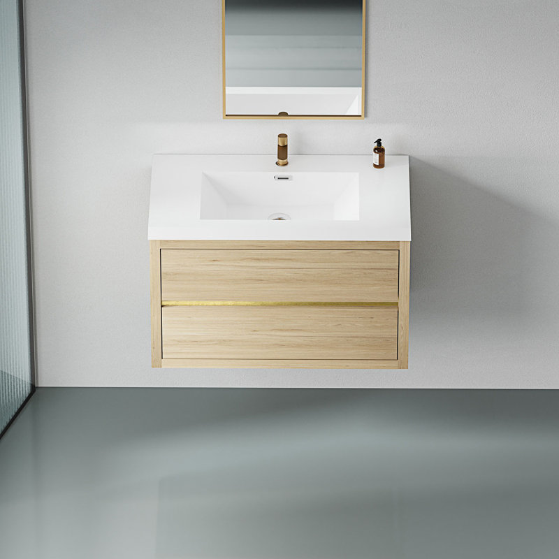 Meuble-lavabo mural avec lavabo et armoire de rangement flottante