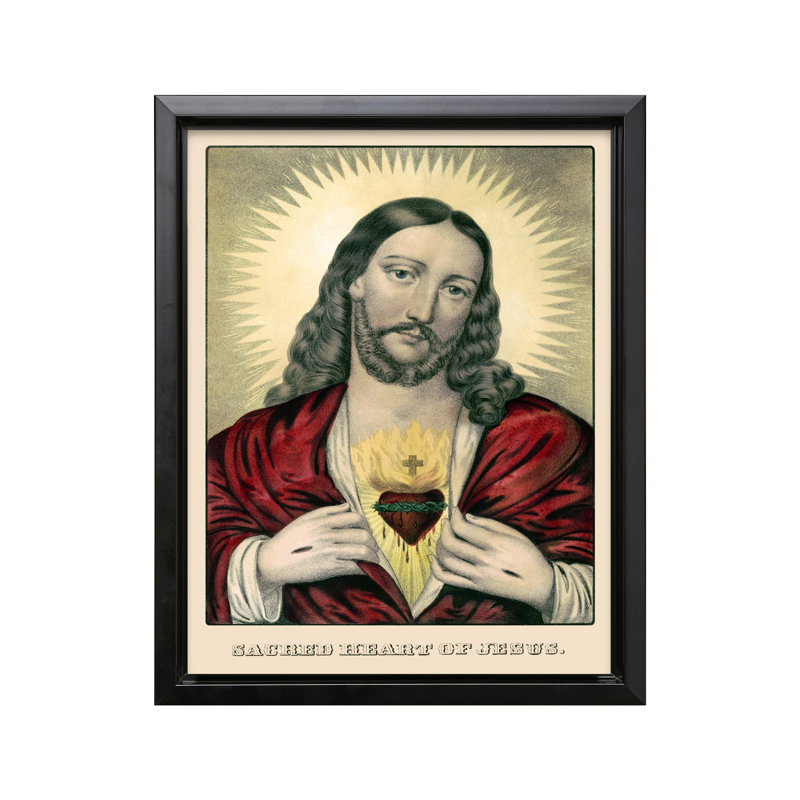 Sacré-Cœur de Jésus No2, Affiche, 24"H x 32"W, Encadrement blanc