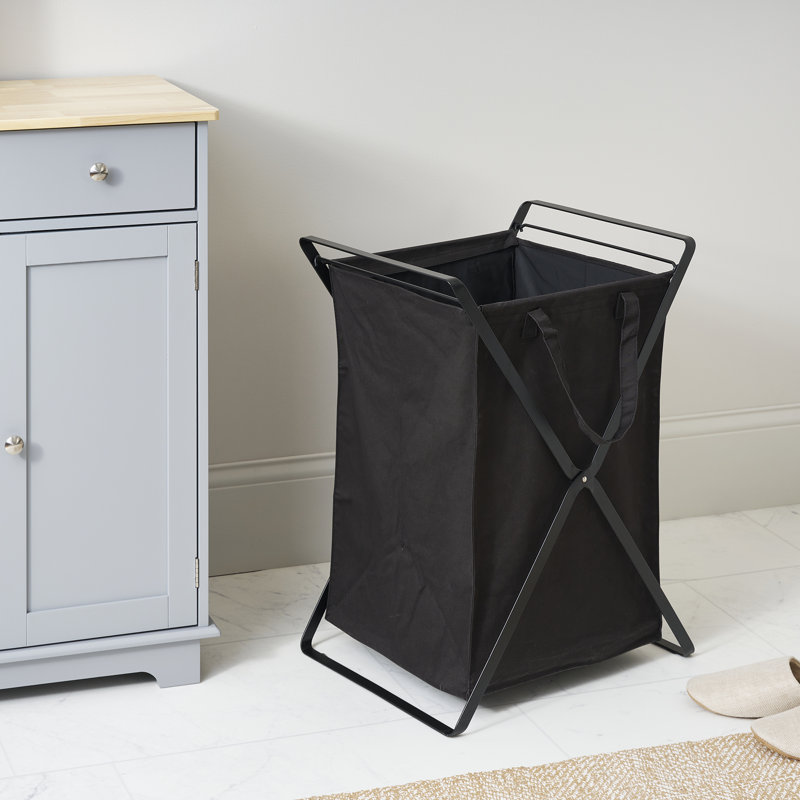 Panier à linge en métal, Noir, Grand (25,2 po x 14,8 po x 19,4 po)