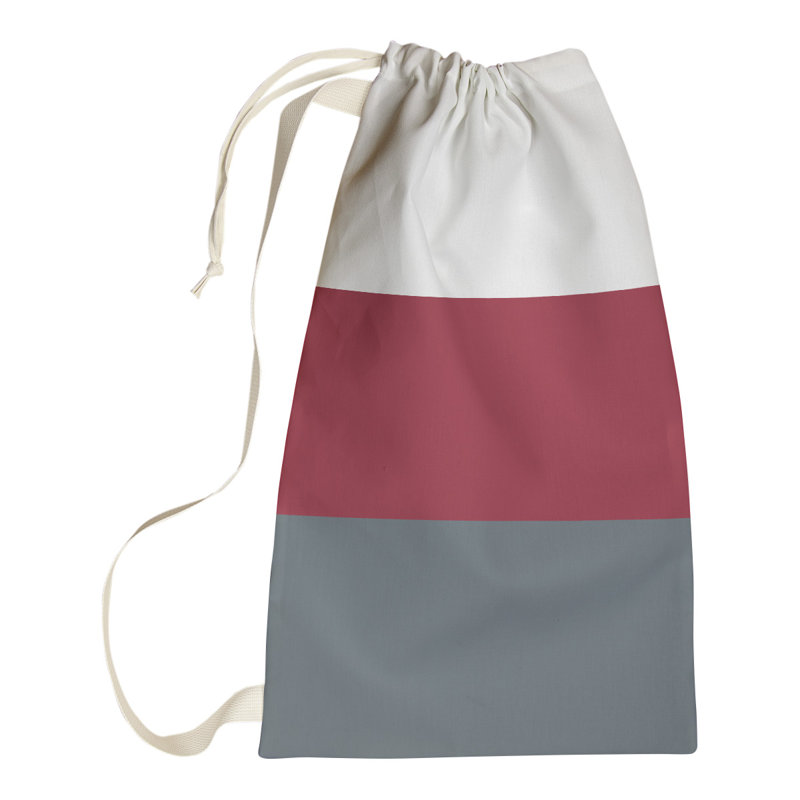 Nashville Fabric Laundry Bag with Handles, Small (29" H x 18" W x 1.5" D), Nashville White/Red/Gray