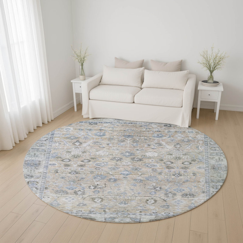 Premium Machine Washable Maag AMF1772 Global Rug, Round 8'