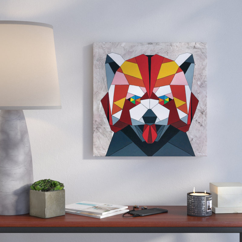 Red Panda by DAAS - Gallery-Wrapped Canvas Giclée, 18" H x 18" W x 1.5" D, Black Framed Canvas, No Mat