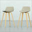 Ensemble de tabourets à hauteur de comptoir / bar Harvard, design Mid-Century moderne avec sièges incurvés confortables et revêtement en lin naturel-711013332