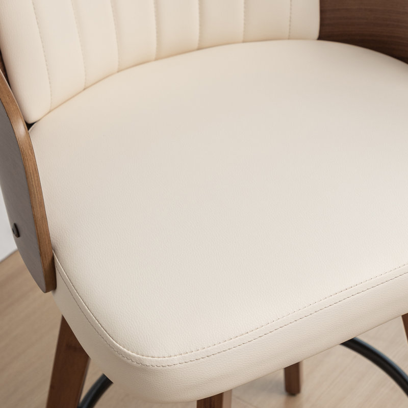 Tabourets pivotants en similicuir Ljubka, Beige, Tabouret de comptoir (siège d'une hauteur de 26,1