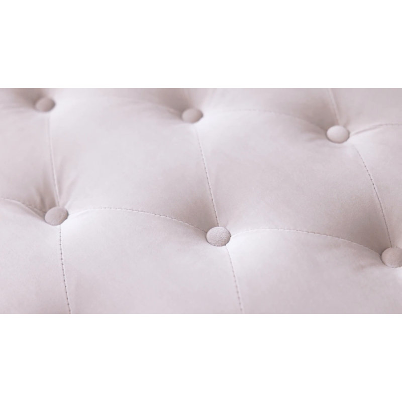 Beige Velvet Upholstered Chaise Lounge with Wooden Legs