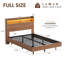 Cadre de lit flottant pleine grandeur avec rangement, station de recharge et lumières DEL, cadre de lit en bois cannelé avec tête de lit de rangement pour chambre à coucher, aucun sommier requis-1153541234