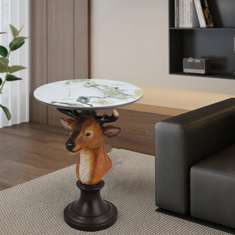 Table d'appoint avec tête de cerf et table d'appoint