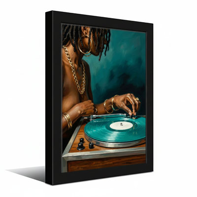 Fashion Woman With Dreads Playing Vinyl Record