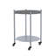 Table basse ronde avec tablettes, acier gris ardoise, H 23,43 po, table d'appoint mobile à 2 niveaux sur roulettes
