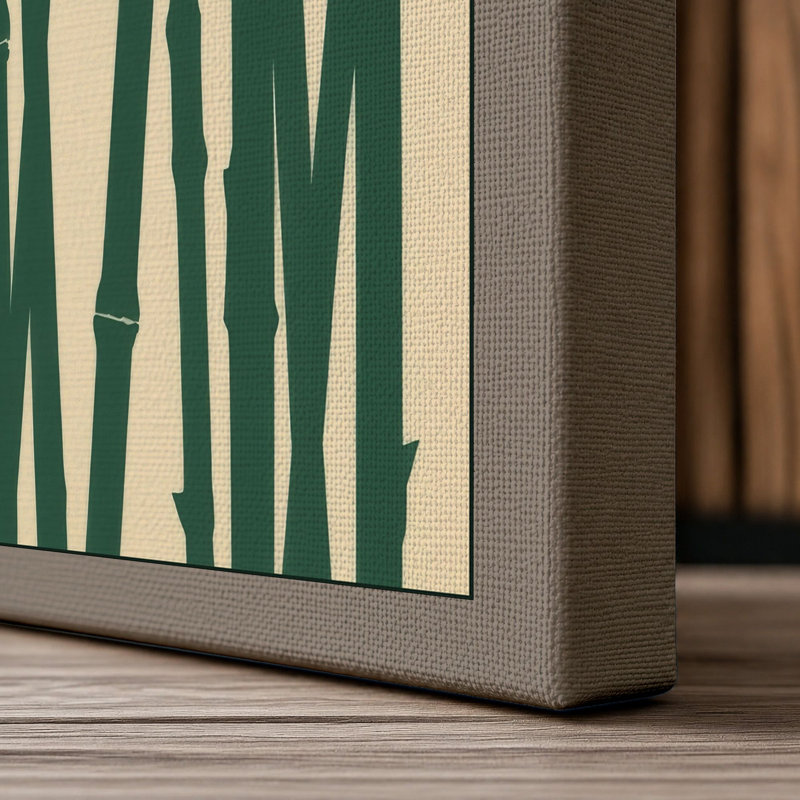 Bamboo in Green Japandi - Wrapped Canvas, 36x24 - 91.4 x 61.0 cm, Taupe Border