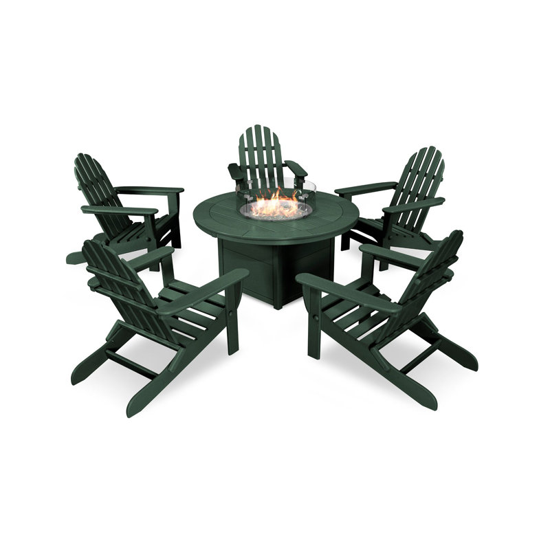 Ensemble de conversation POLYWOOD Classic 6 pièces avec foyer, Vert