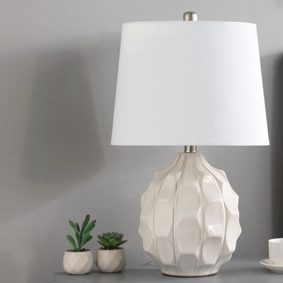 21.75" In Coastal Seaside Cream/Taupe Trim Cascade Scallop Table Lamp