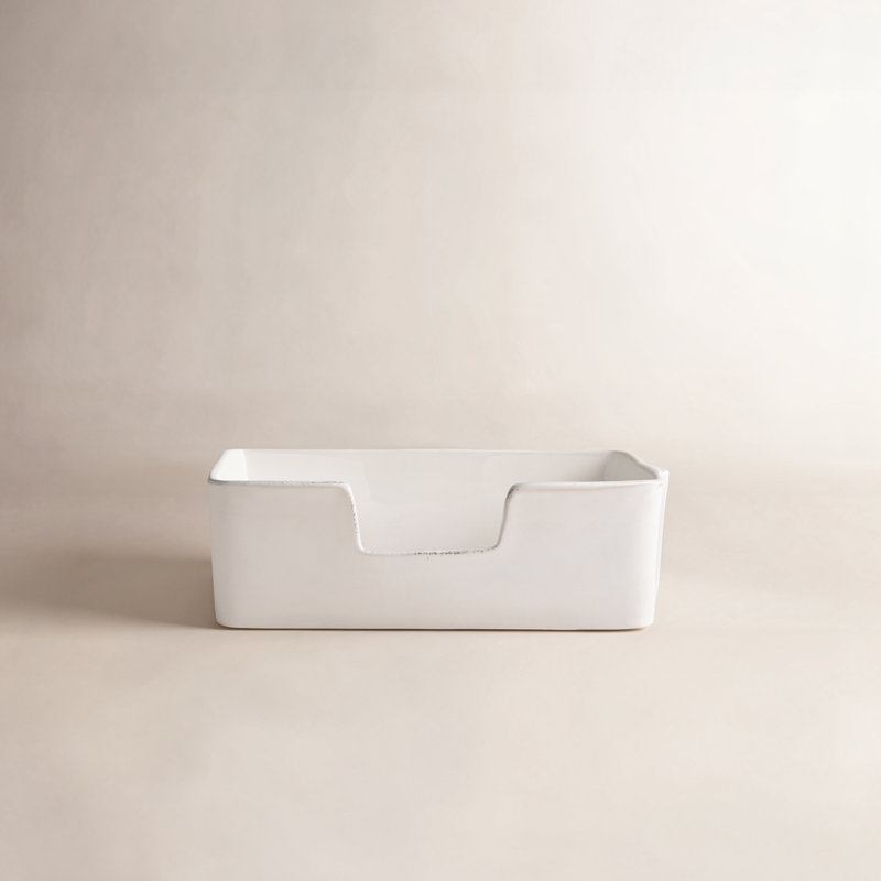 Lastra Italian Stoneware Flat Napkin Holder, 3.25" H x 8.25" W x 5.25" D