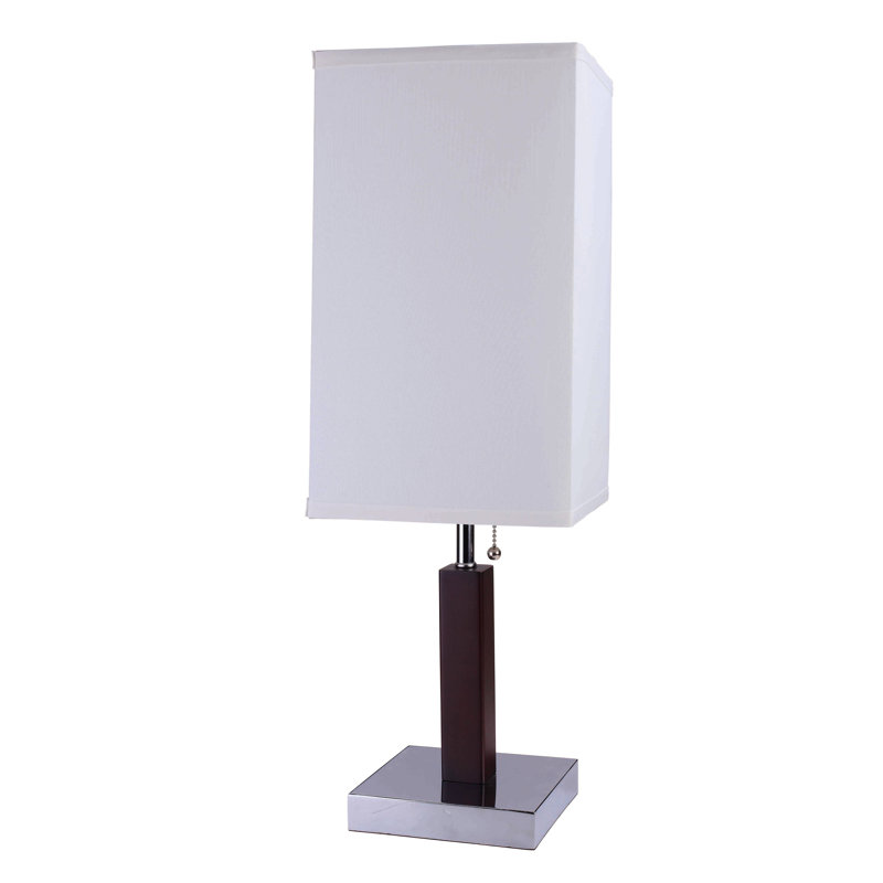 Lampe de table moderne avec base en acier et abat-jour en tissu