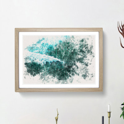 Surfers in the Ocean Watercolour - Picture Frame Graphic Art Print