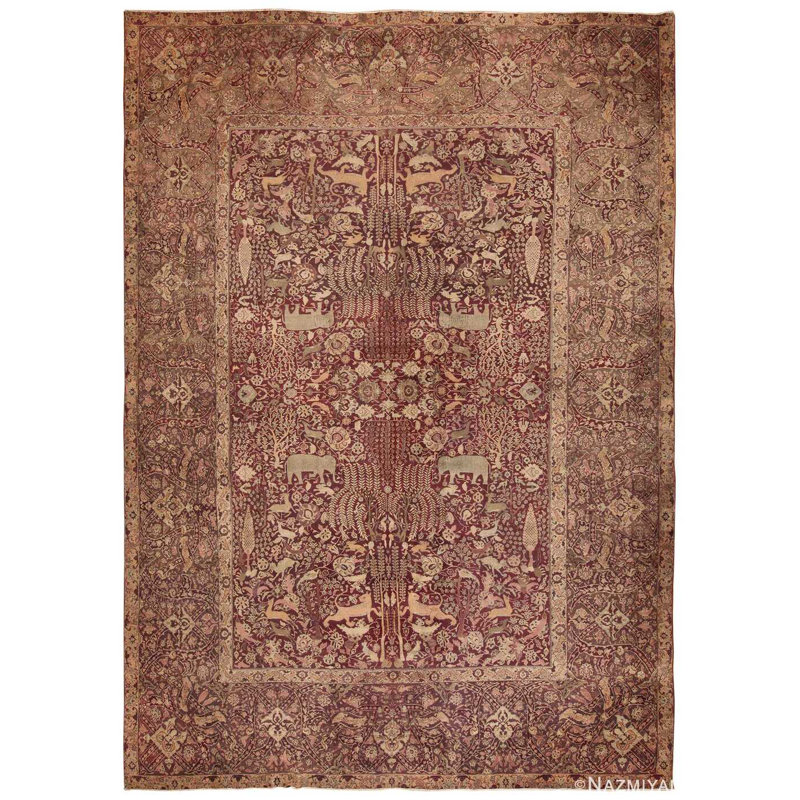 Grand tapis indien rouge antique Agra