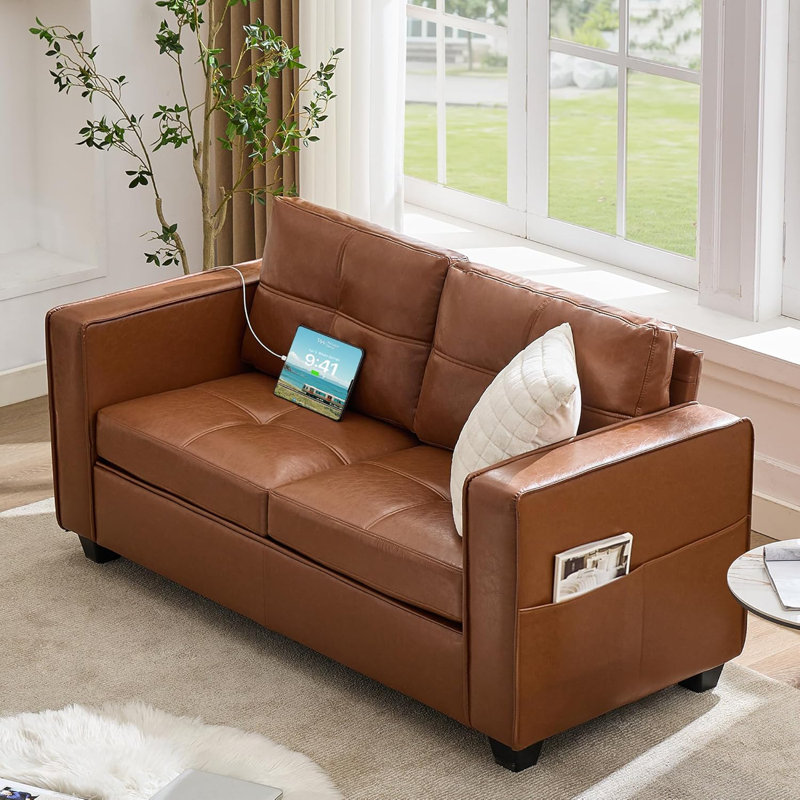 65" Modern Sofa, Brown