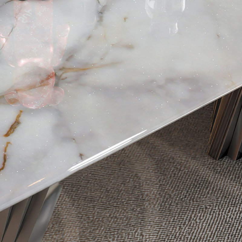 Light Grey Rectangular Sintered Stone Tabletop Dining Table, 29.53"H x 70.87"L x 35.43"W