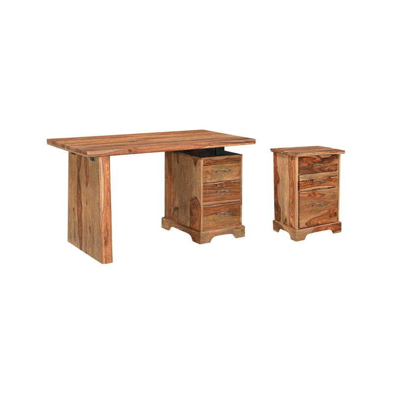 Chaliyah 2 Piece Solid Wood Writing Desk Office Set